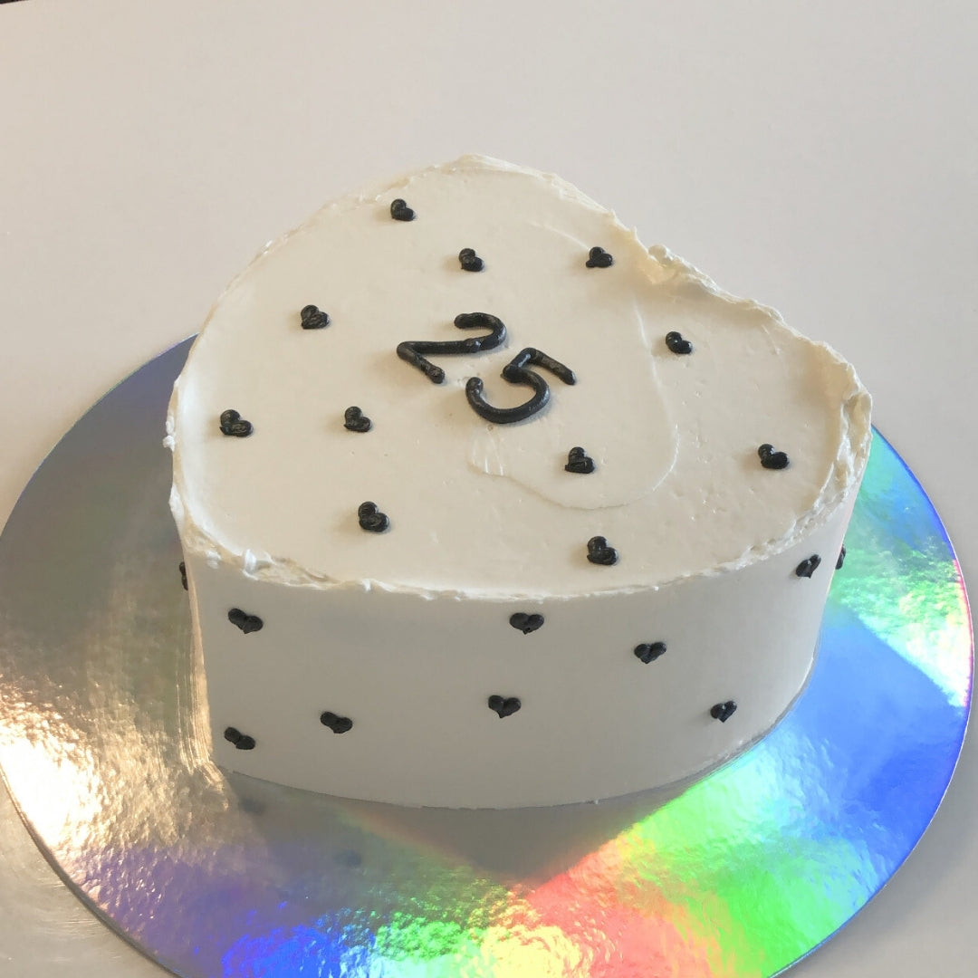 Simple Hand-Piped Hearts Cake