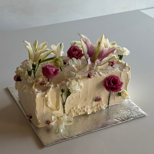 Rectangular floral cake